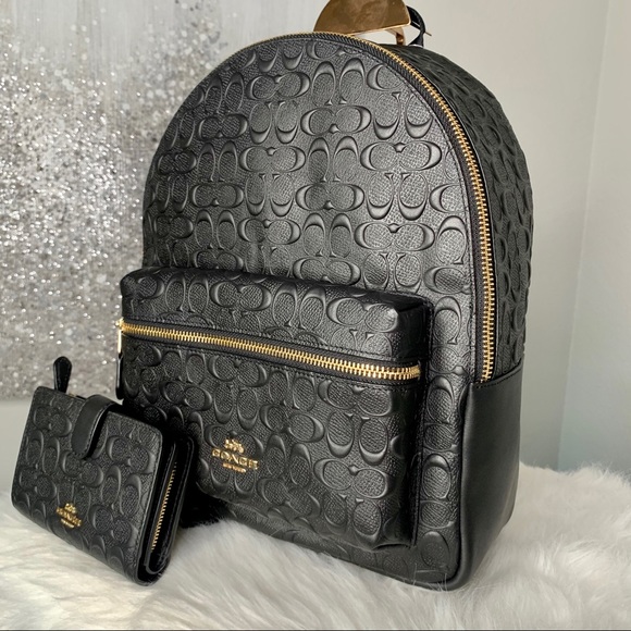 Coach Bags Coach Signature Leather Md Charlie Backpack Set Poshmark
